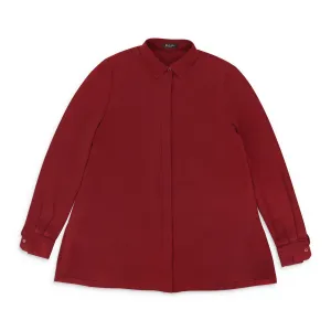 LONG SLEEVE BURGUNDY BUTTON-UP TOP