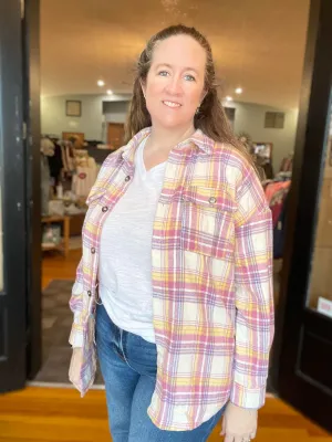 MULTI COLOR PLAID SHACKET WITH CHEST POCKETS