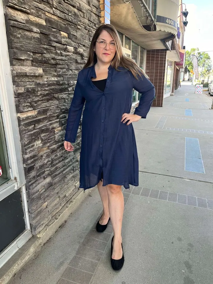 Navy blue all buttoned up Papa Fashions Dress