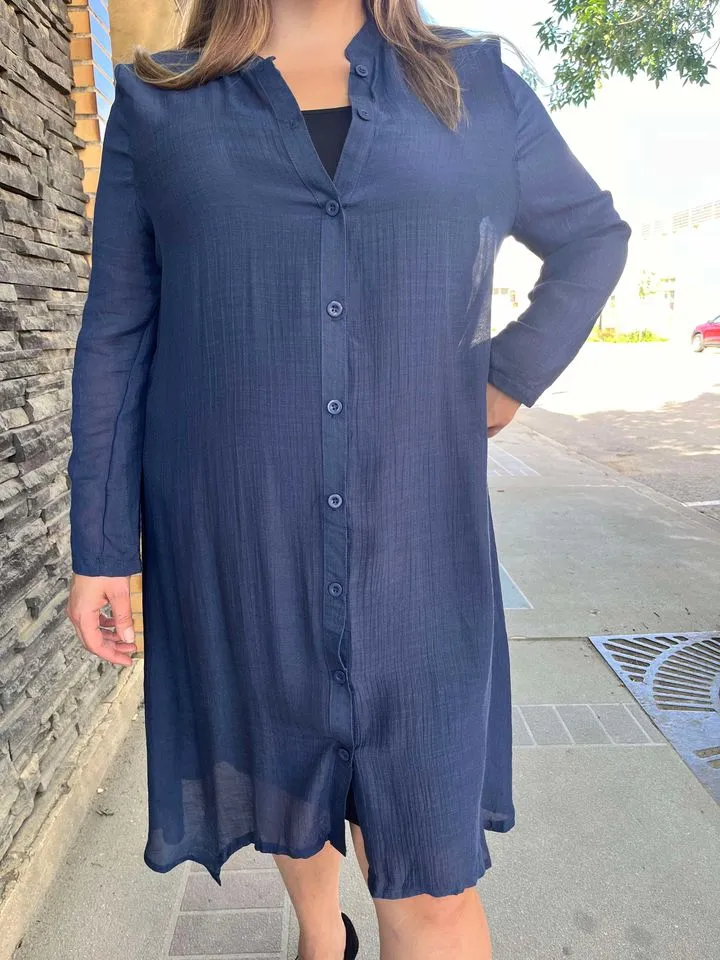 Navy blue all buttoned up Papa Fashions Dress