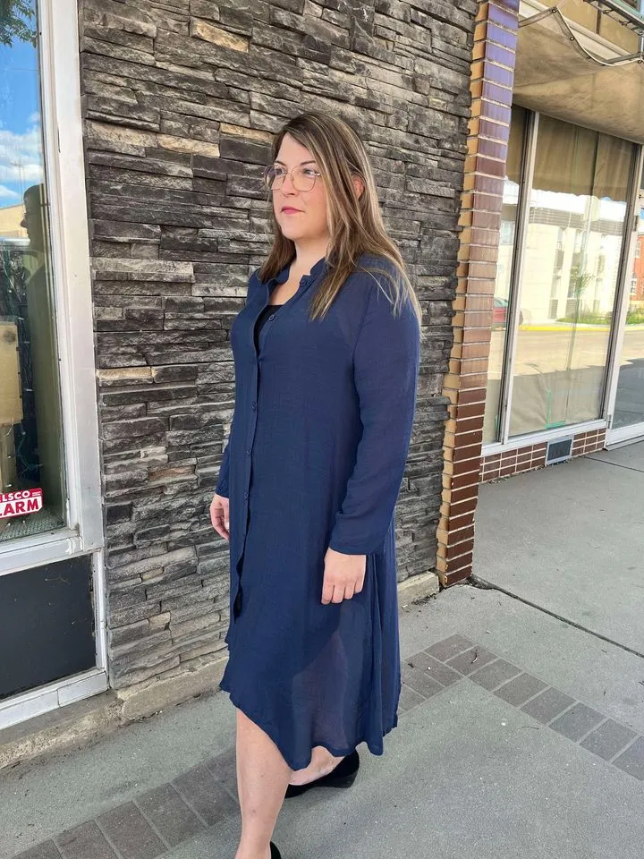 Navy blue all buttoned up Papa Fashions Dress