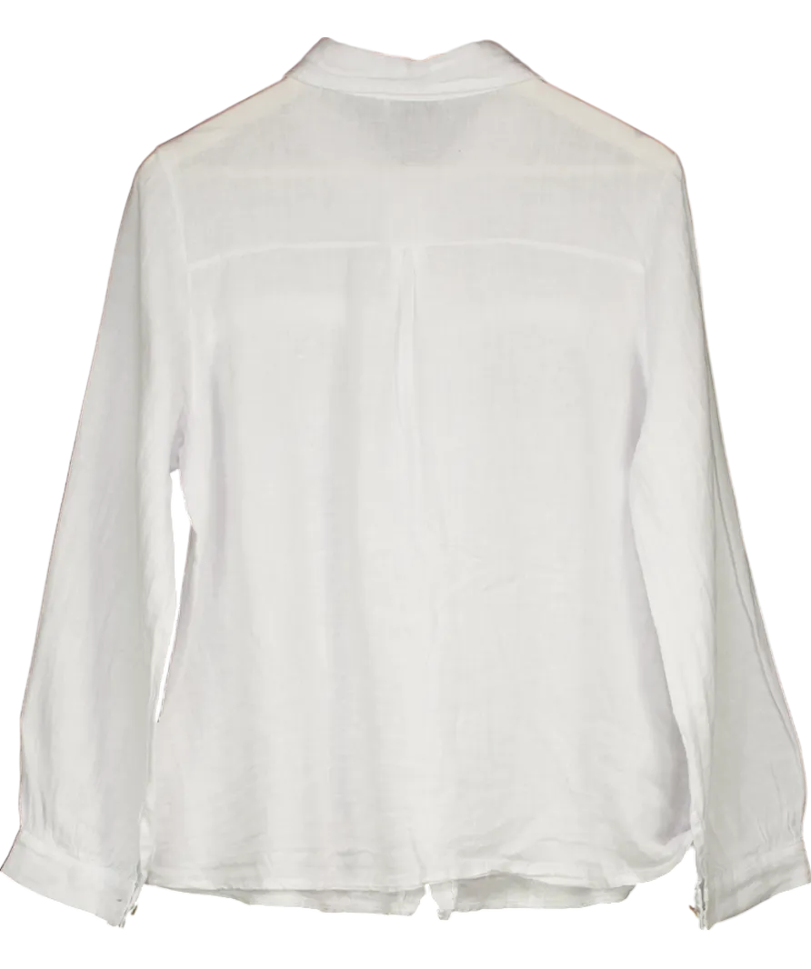 No1 George Street White Carmen Linen Blouse UK S/M