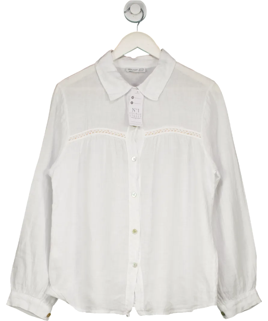 No1 George Street White Carmen Linen Blouse UK S/M