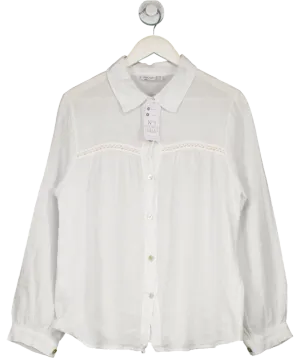 No1 George Street White Carmen Linen Blouse UK S/M