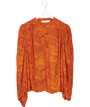 Oasis Orange Paisley Long Sleeve Blouse UK 10
