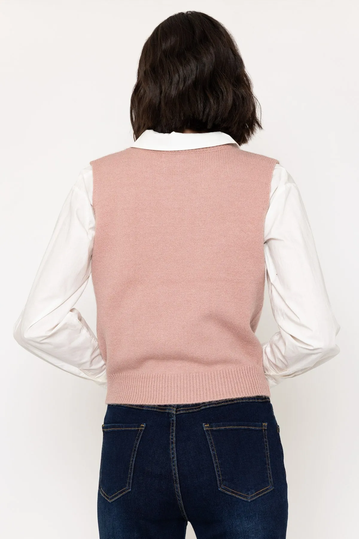 Pink Cable Knitted Vest