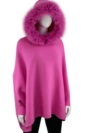 Pink Poncho with Hood