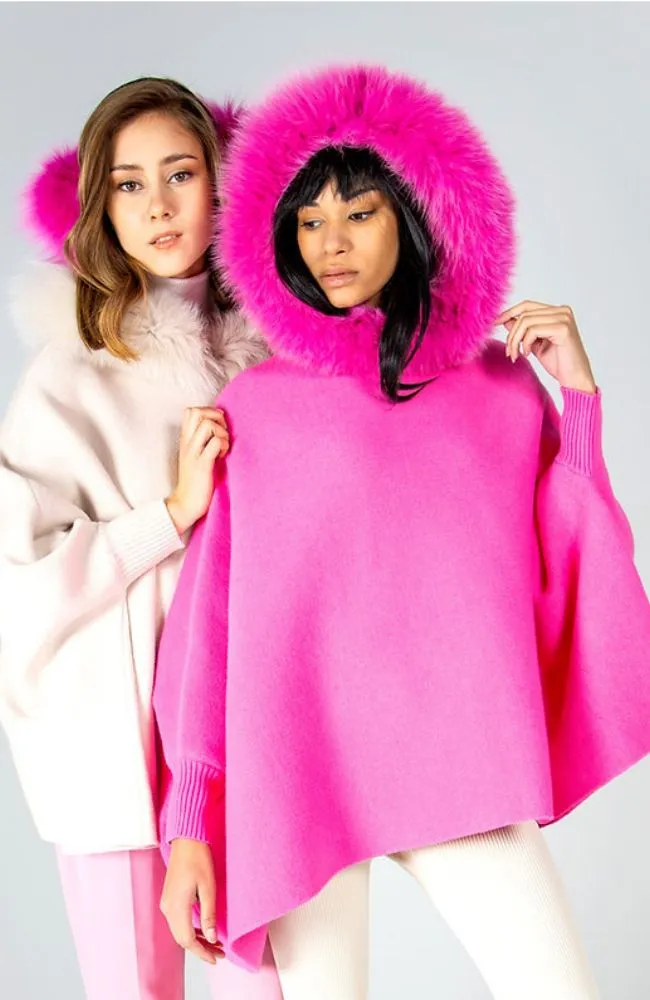 Pink Poncho with Hood