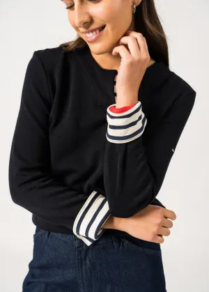 Quille Jumper  double-faced cotton and wool (NAVY)