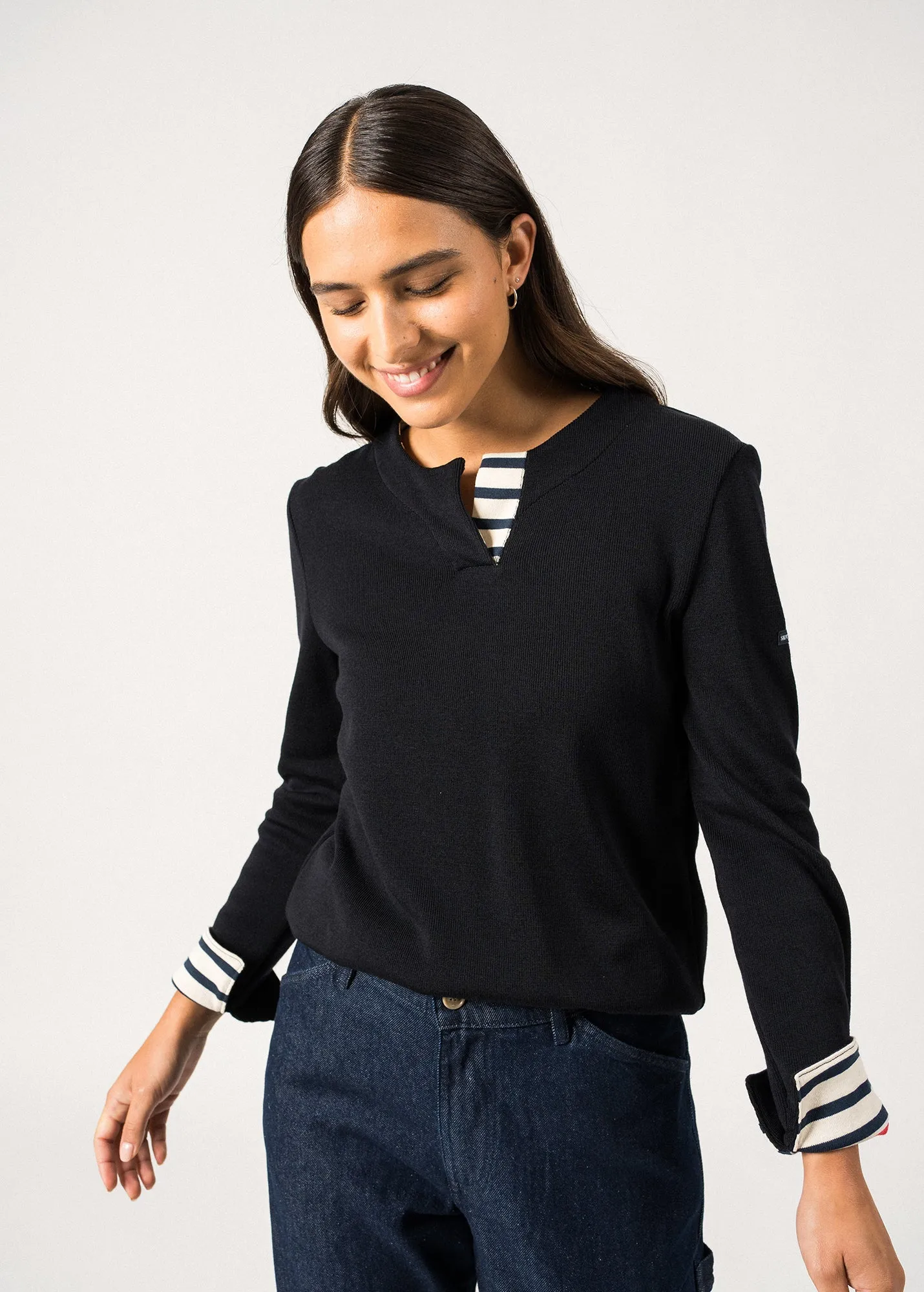 Quille Jumper  double-faced cotton and wool (NAVY)
