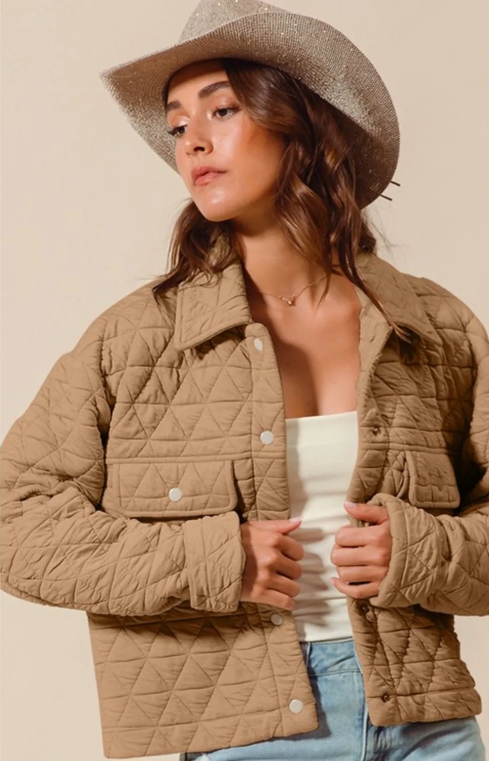 Quilted Knit Jacket in Mocha #5757