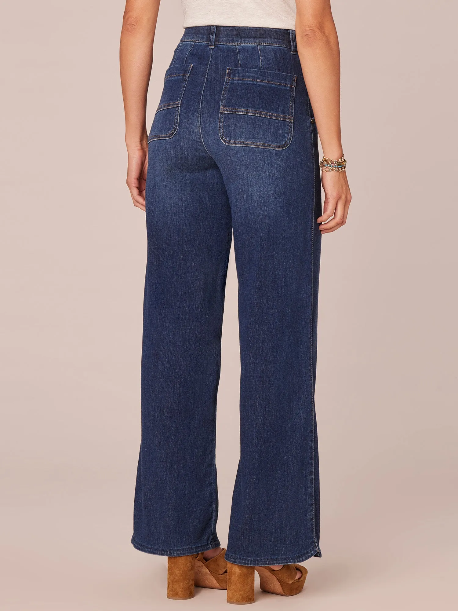 "Ab"solution Skyrise Wide Leg Plus Size Jeans with Tulip Hem