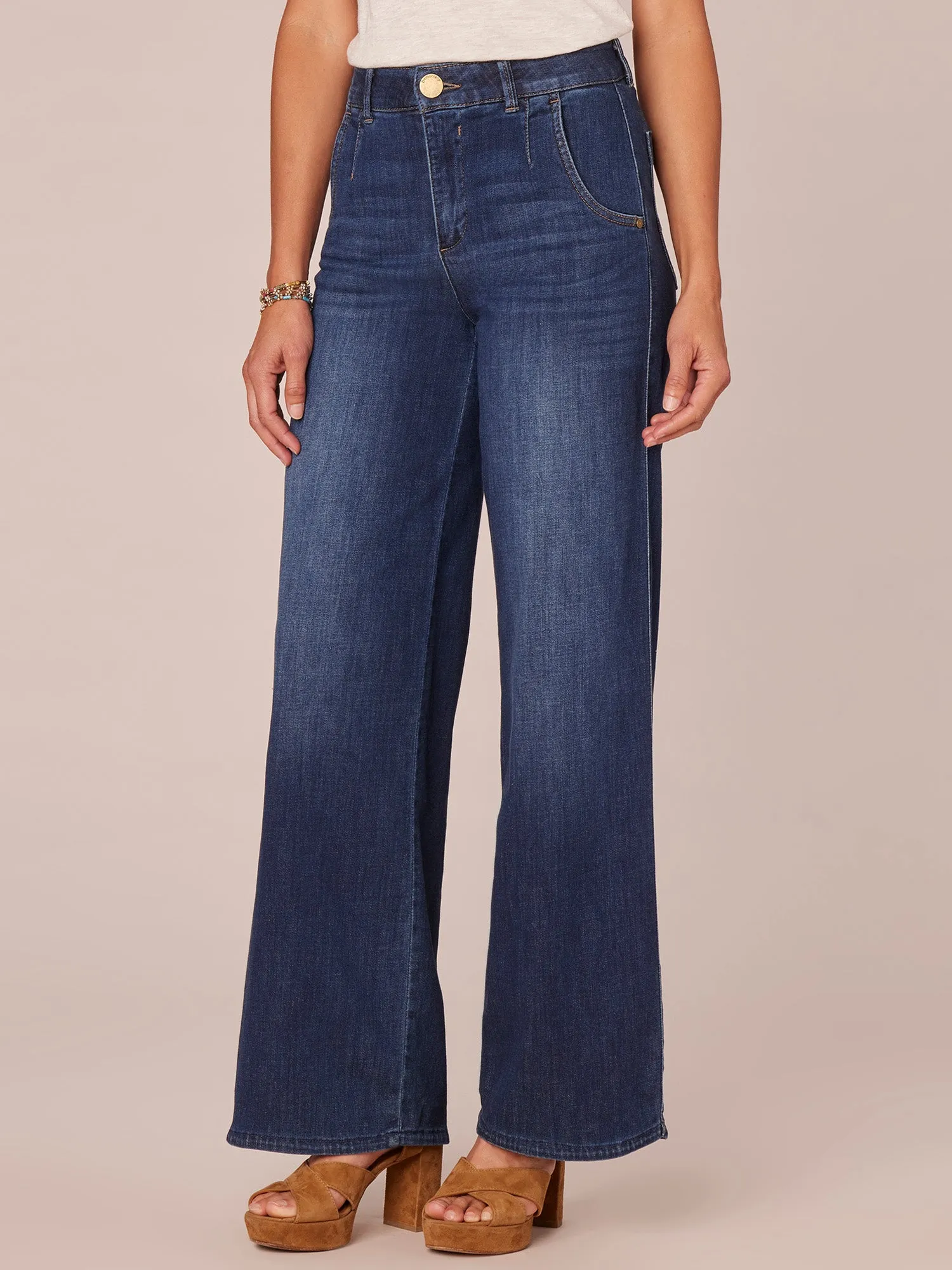 "Ab"solution Skyrise Wide Leg Plus Size Jeans with Tulip Hem