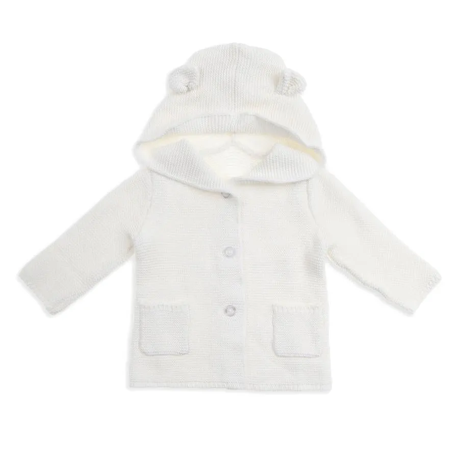 "Little Bear" Cotton Knit Cardigan Cream