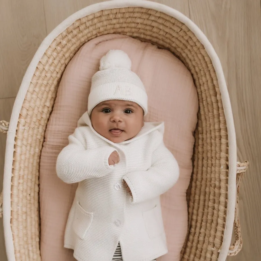 "Little Bear" Cotton Knit Cardigan Cream