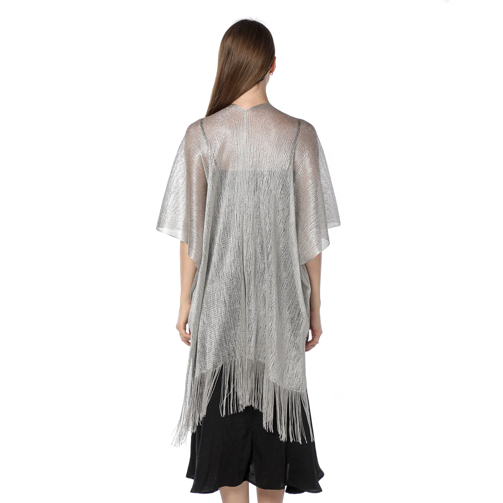 Silver Grey Shimmer Sparkly Kimono Style Cardigan