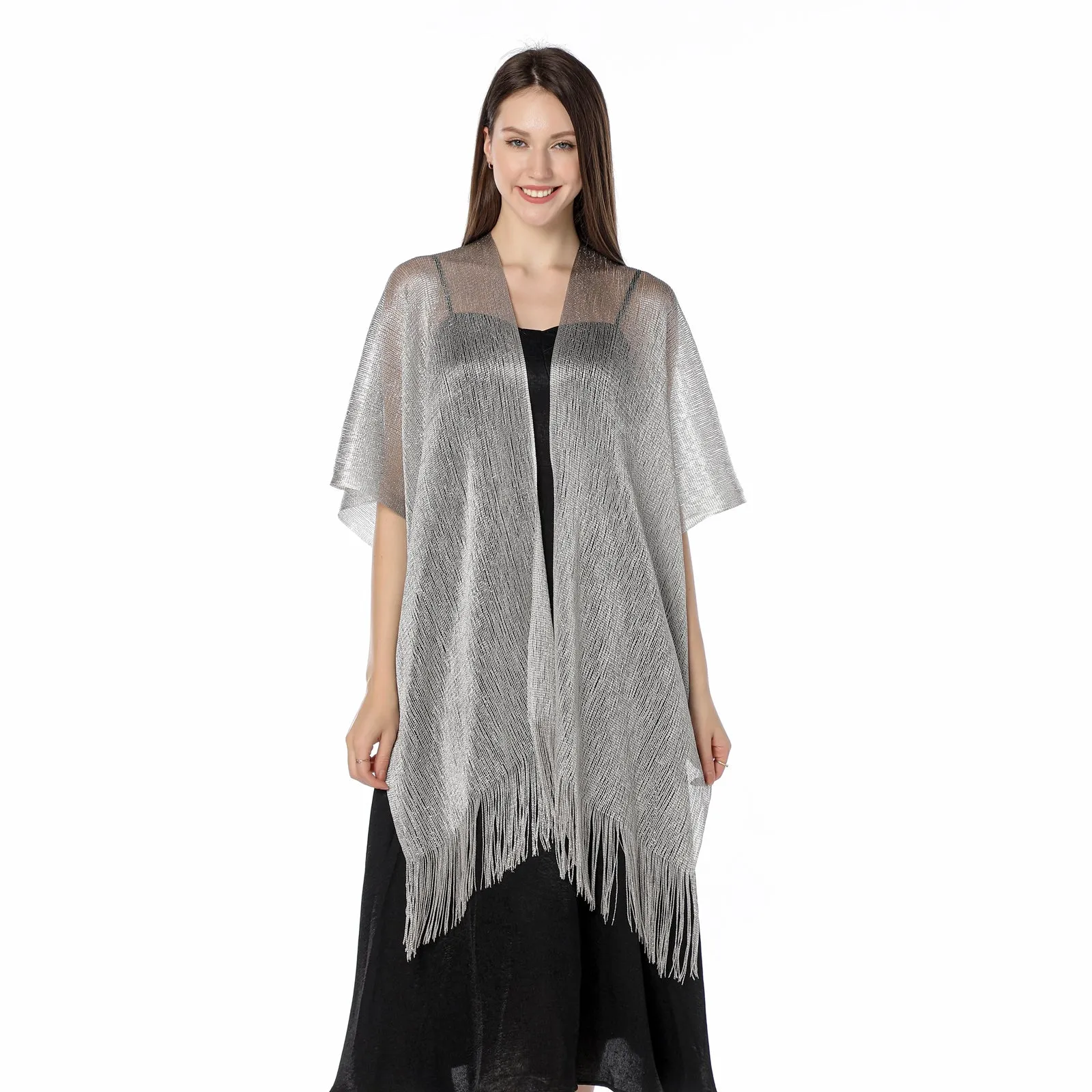 Silver Grey Shimmer Sparkly Kimono Style Cardigan