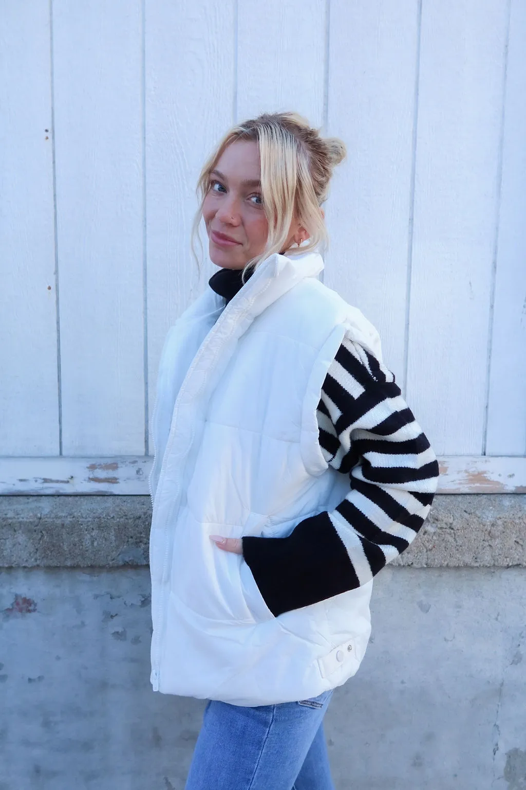 Slow It Down Pearl Puffer Vest