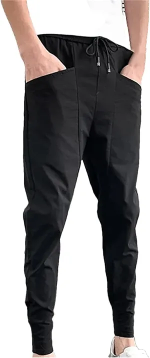 Summer Men Lightweight Harem Pants Fashion Slim Fit Casual Pants Men All Match Streetwear Joggers