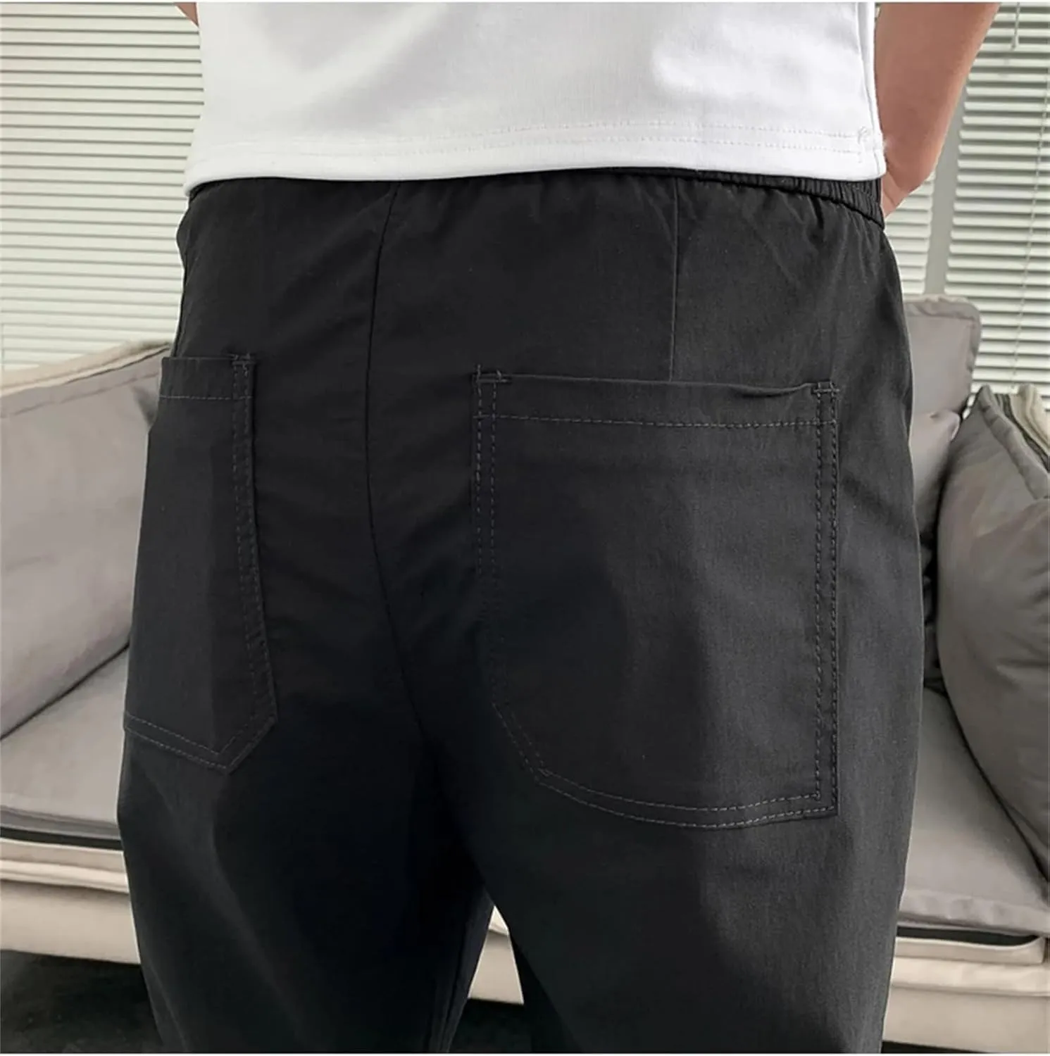 Summer Men Lightweight Harem Pants Fashion Slim Fit Casual Pants Men All Match Streetwear Joggers
