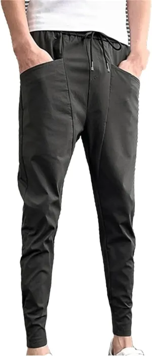 Summer Men Lightweight Harem Pants Fashion Slim Fit Casual Pants Men All Match Streetwear Joggers