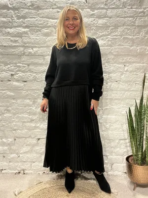 The Amy Jumper Plain Dress Knitted Top Part with Pleated Skirt