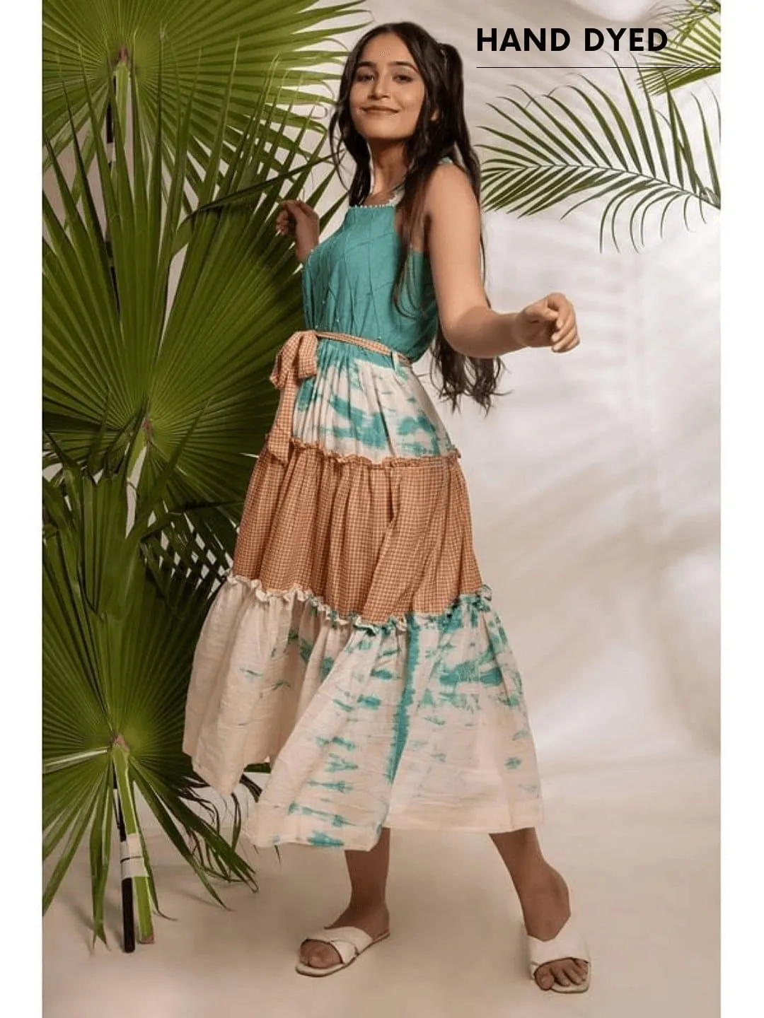 Tie & Dye Layered Dress - Turquoise
