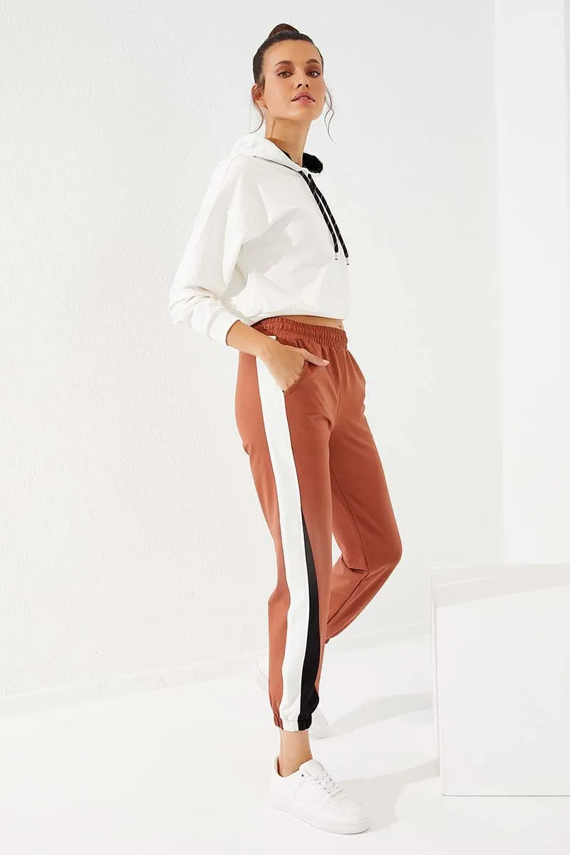 TMY Cinnamon Two Color Striped Comfortable Fit Elastic Cuff Women's Sweatpants - 94582 - Buchholz in der Nordheide