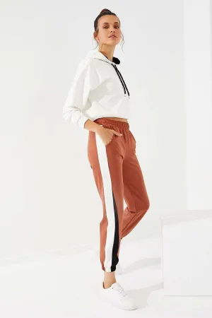 TMY Cinnamon Two Color Striped Comfortable Fit Elastic Cuff Women's Sweatpants - 94582 - Buchholz in der Nordheide