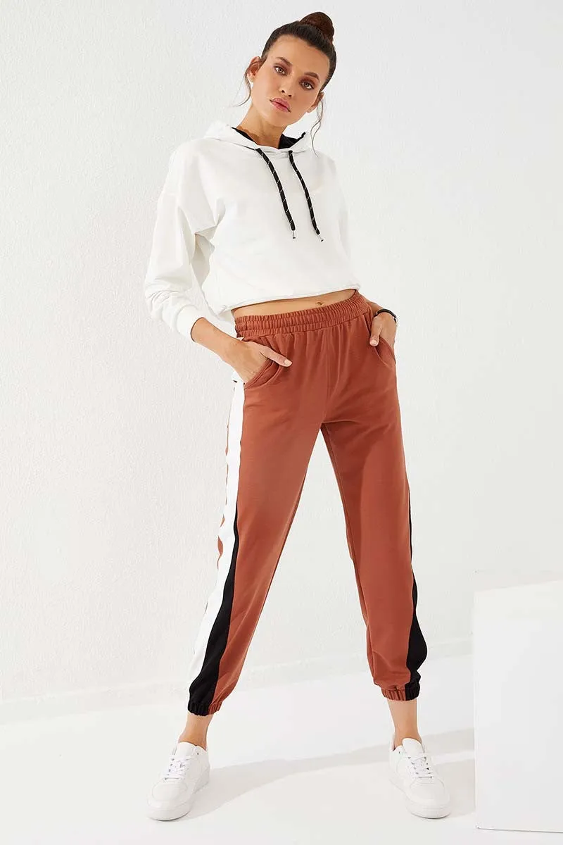 TMY Cinnamon Two Color Striped Comfortable Fit Elastic Cuff Women's Sweatpants - 94582 - Buchholz in der Nordheide