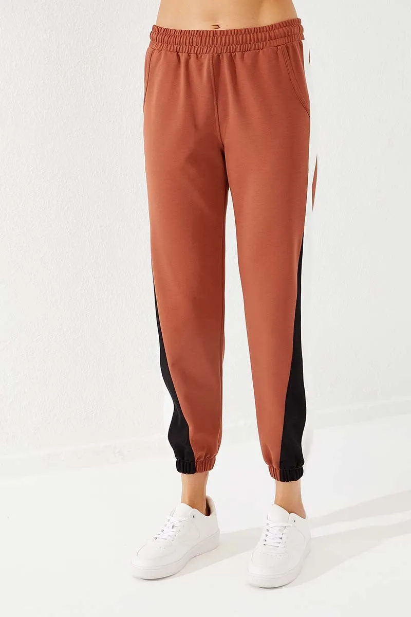 TMY Cinnamon Two Color Striped Comfortable Fit Elastic Cuff Women's Sweatpants - 94582 - Buchholz in der Nordheide