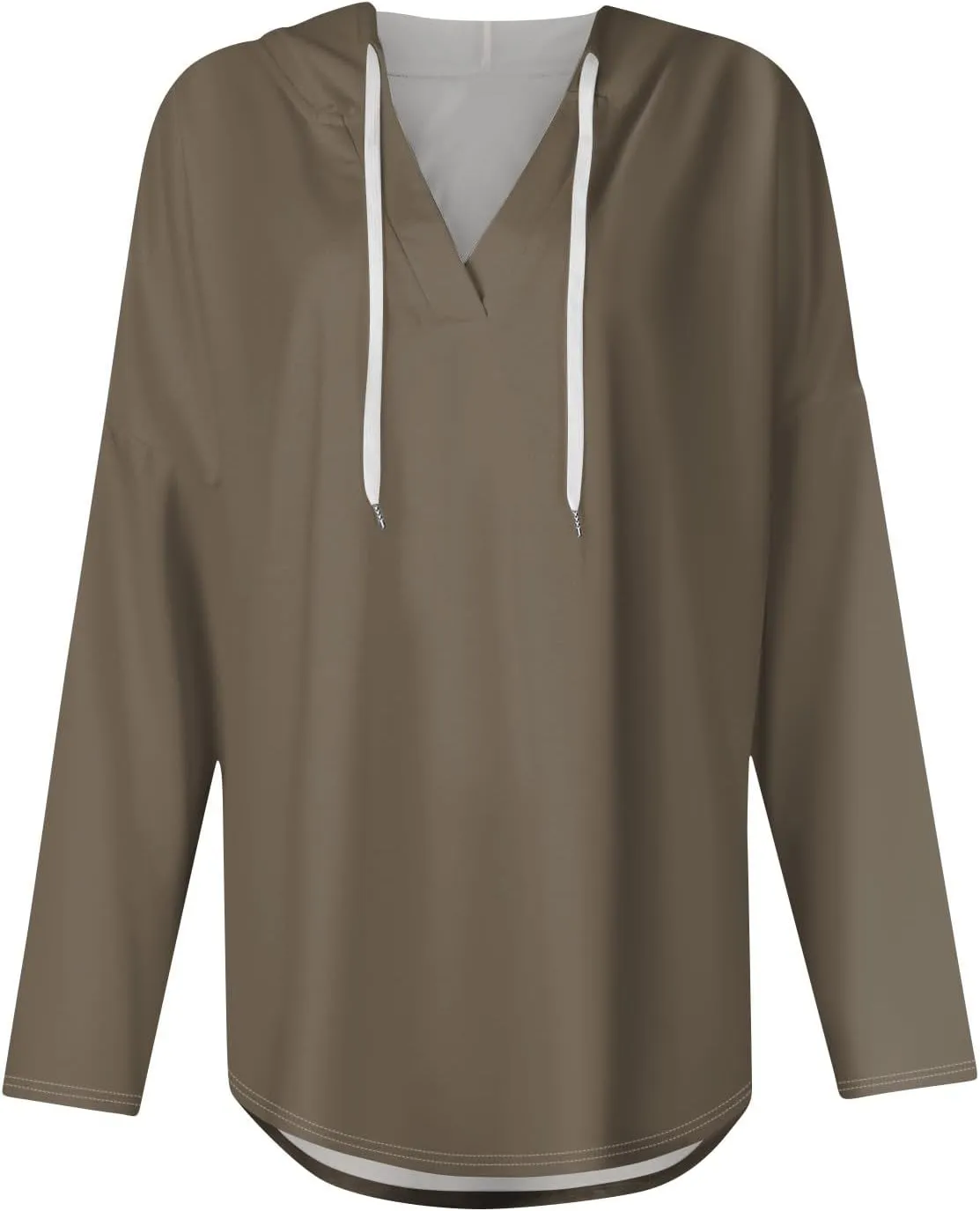 Trendy Hoodie for Women 2024 V Neck Sweatshirt Oversized Long Sleeve Pullover Outfit Drawstring Casual Outwear