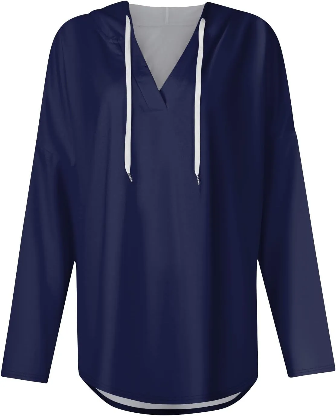 Trendy Hoodie for Women 2024 V Neck Sweatshirt Oversized Long Sleeve Pullover Outfit Drawstring Casual Outwear