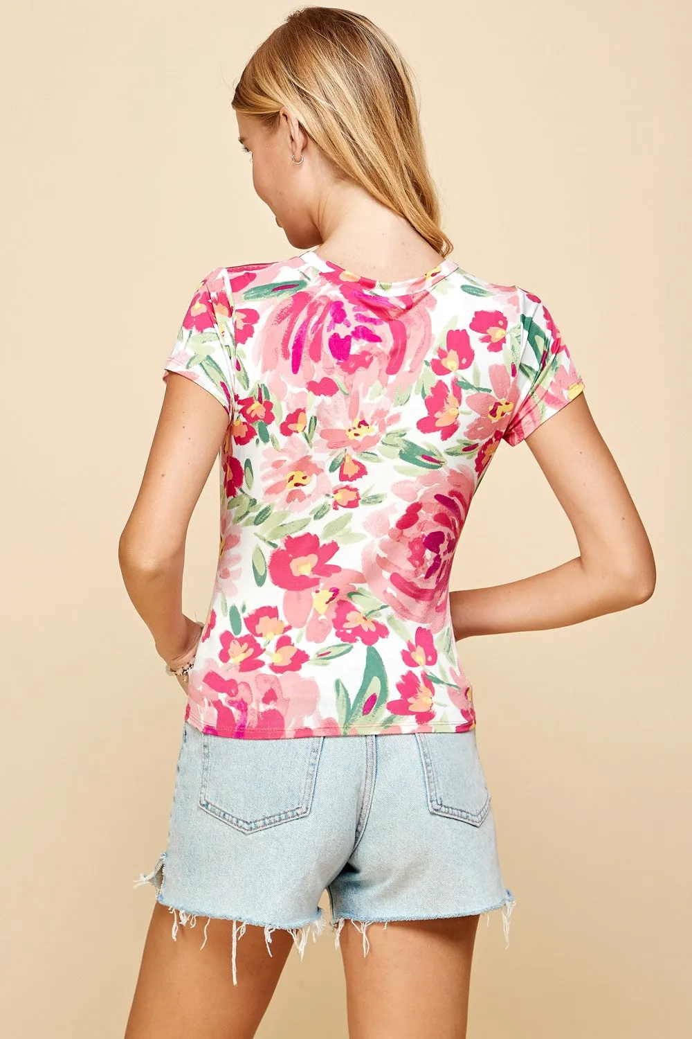 Twisted Knot Floral Top