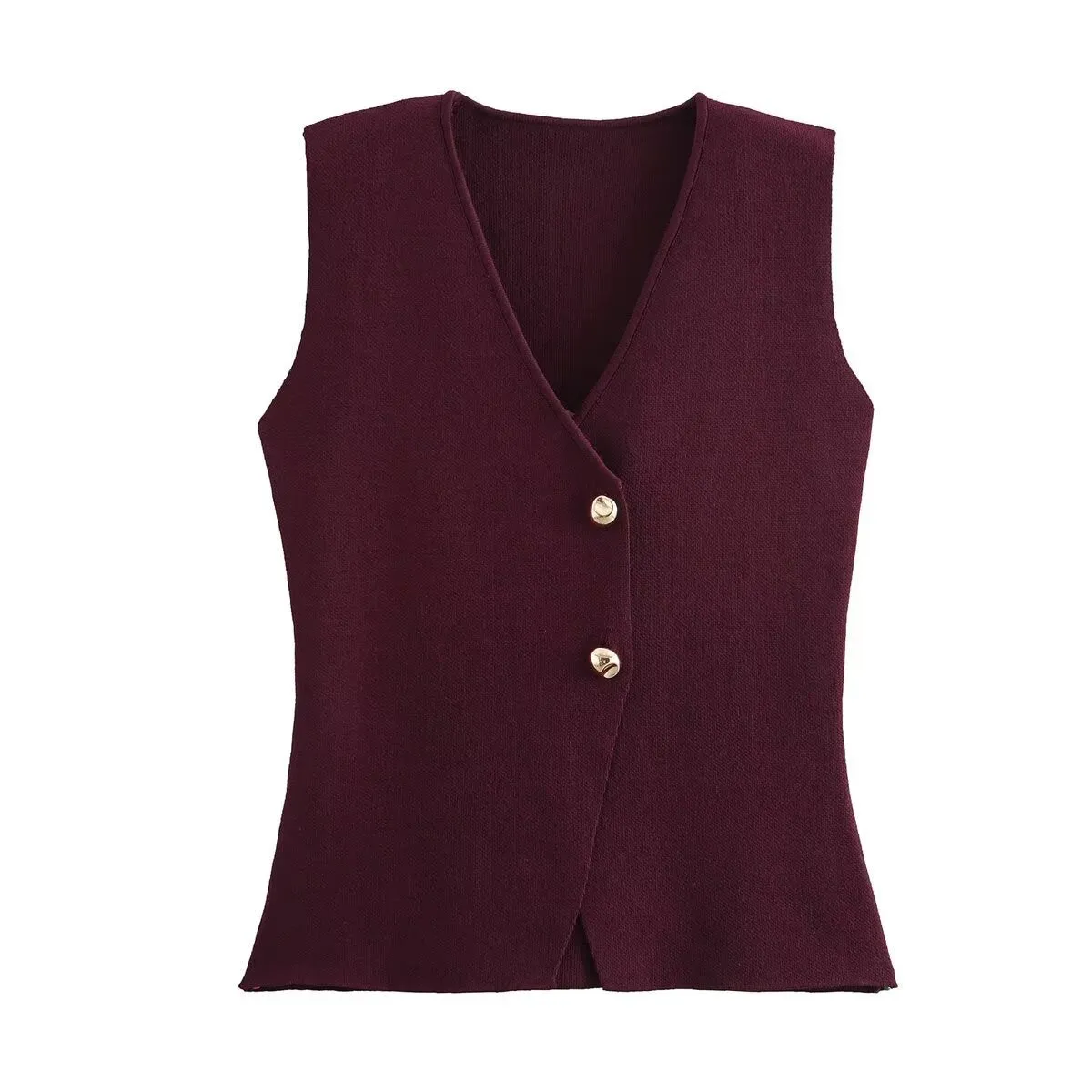 V-neck Button Knitted Vest & Pleated Skirt Set