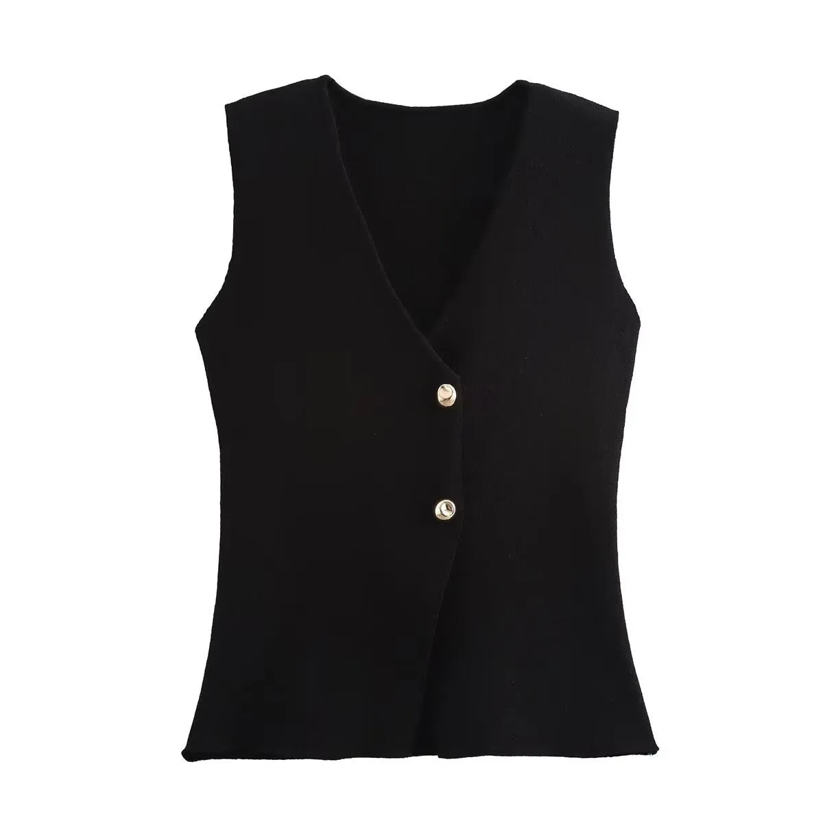 V-neck Button Knitted Vest & Pleated Skirt Set