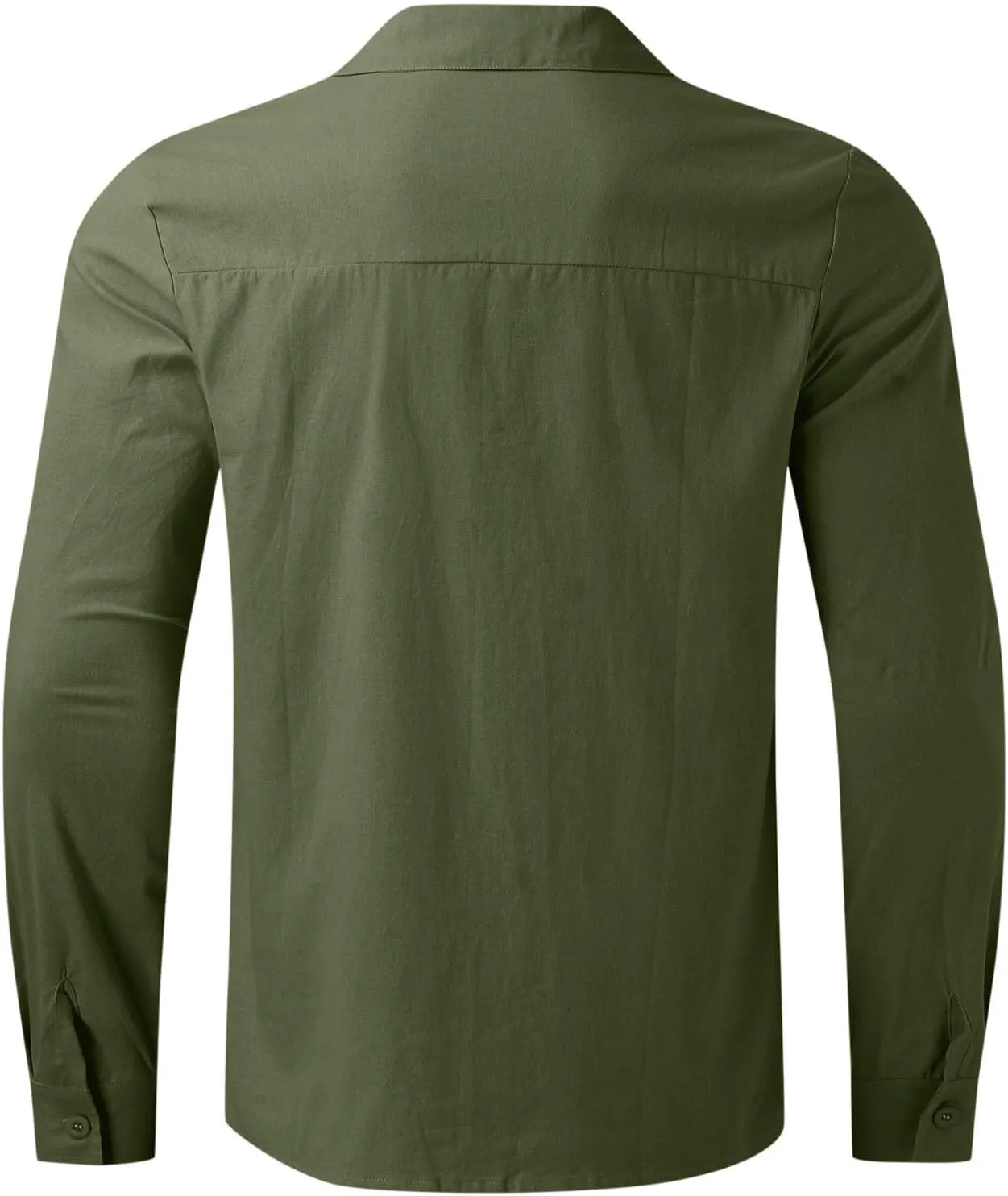 Vickyleb Button Down Linen Dress Shirts for Men Casual Long Sleeve Solid Color Regular Fit Cotton Beach Summer Shirts