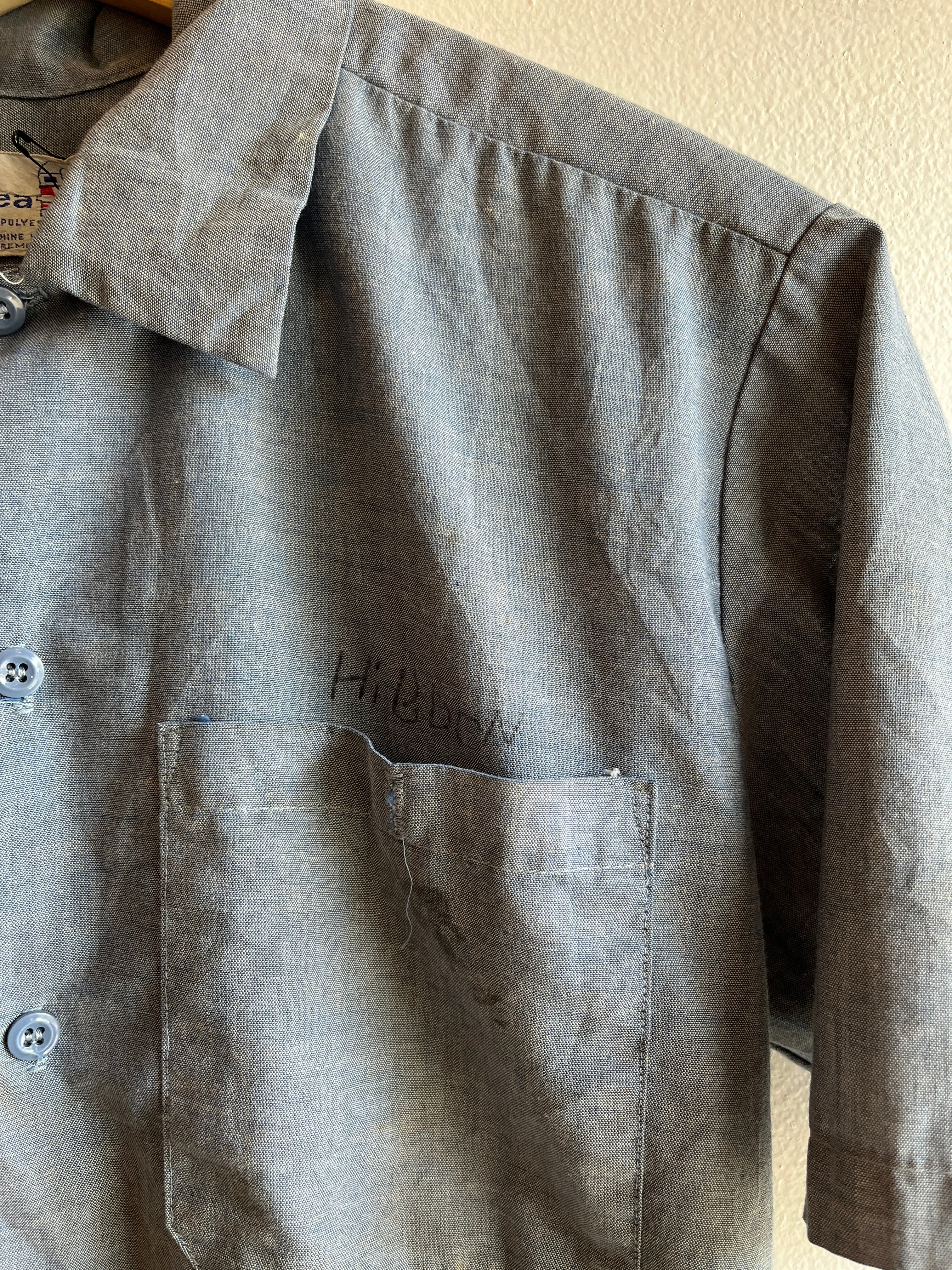Vintage 1960s Short Sleeve USN Chambray Button Up Shirt