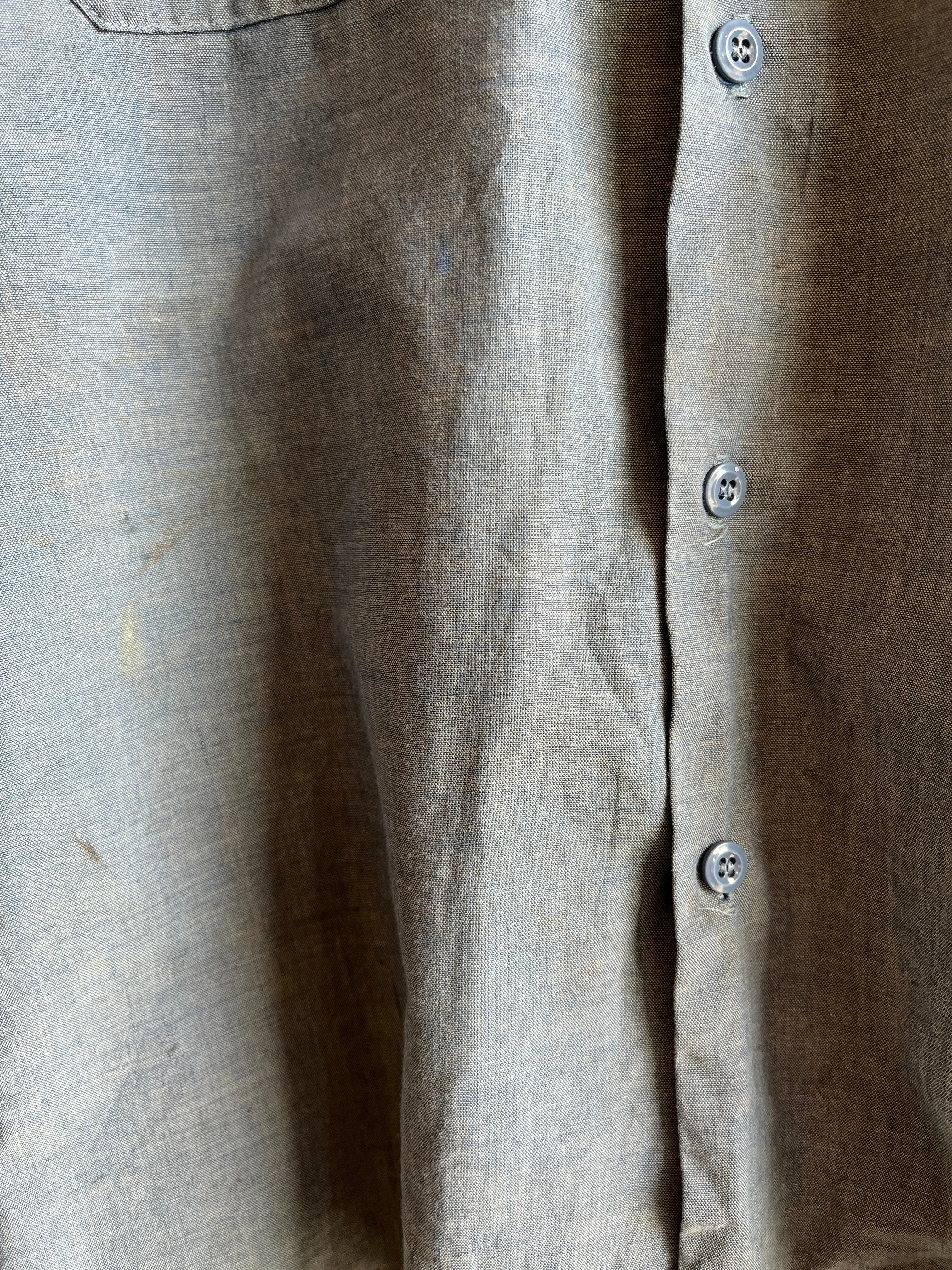 Vintage 1960s Short Sleeve USN Chambray Button Up Shirt