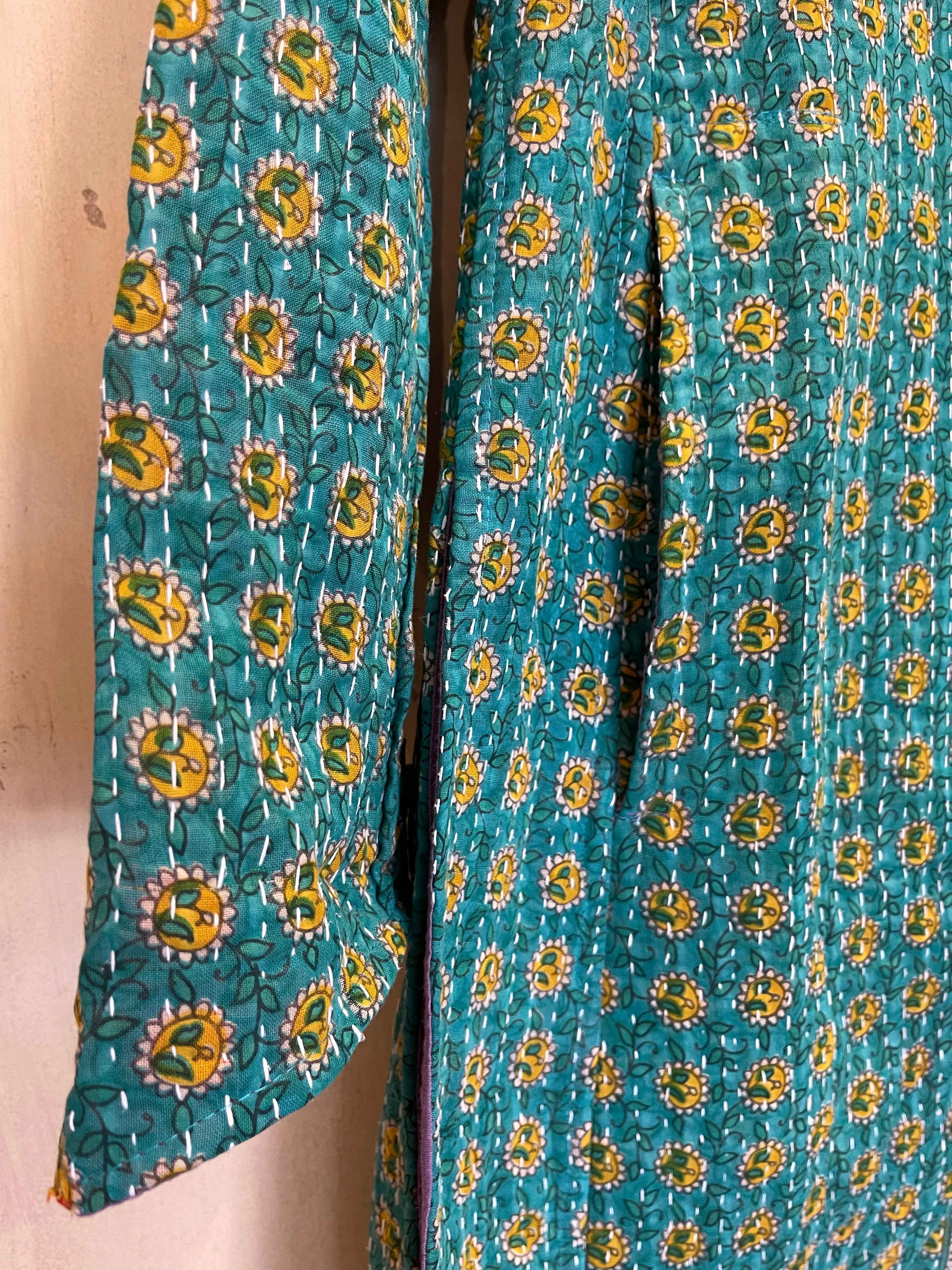 Vintage Kantha Jacket - Emerald Floral