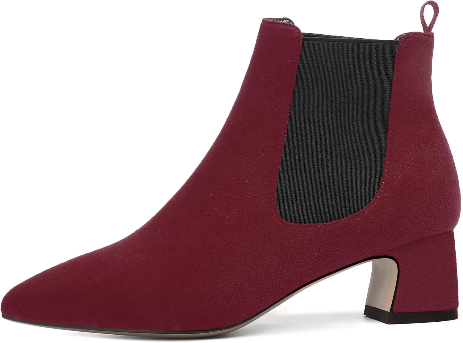 WAYDERNS Womens Suede Solid Dress Pointed Toe Bungee Evening Chunky Low Heel Ankle High Boots 2 Inch