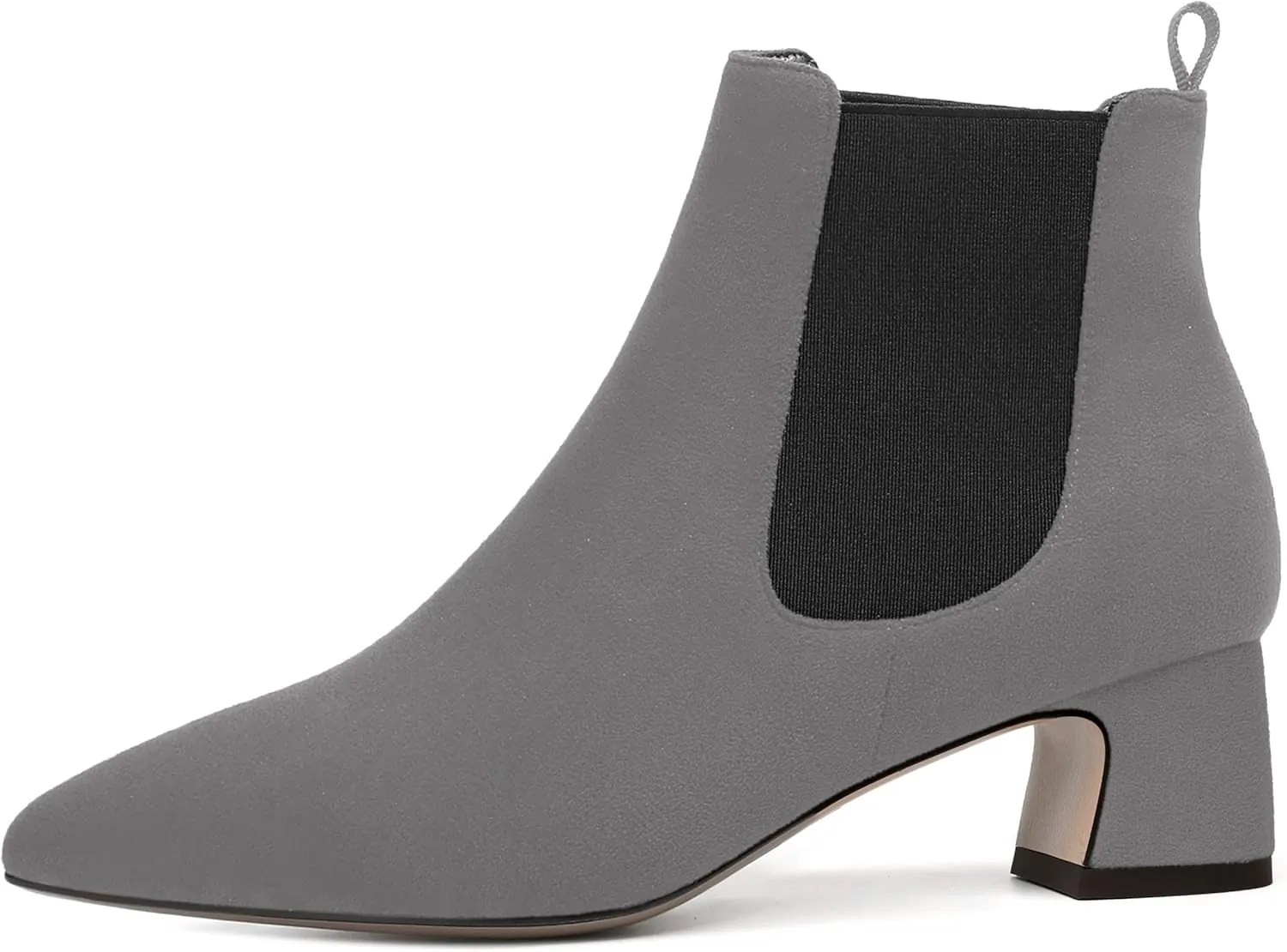 WAYDERNS Womens Suede Solid Dress Pointed Toe Bungee Evening Chunky Low Heel Ankle High Boots 2 Inch