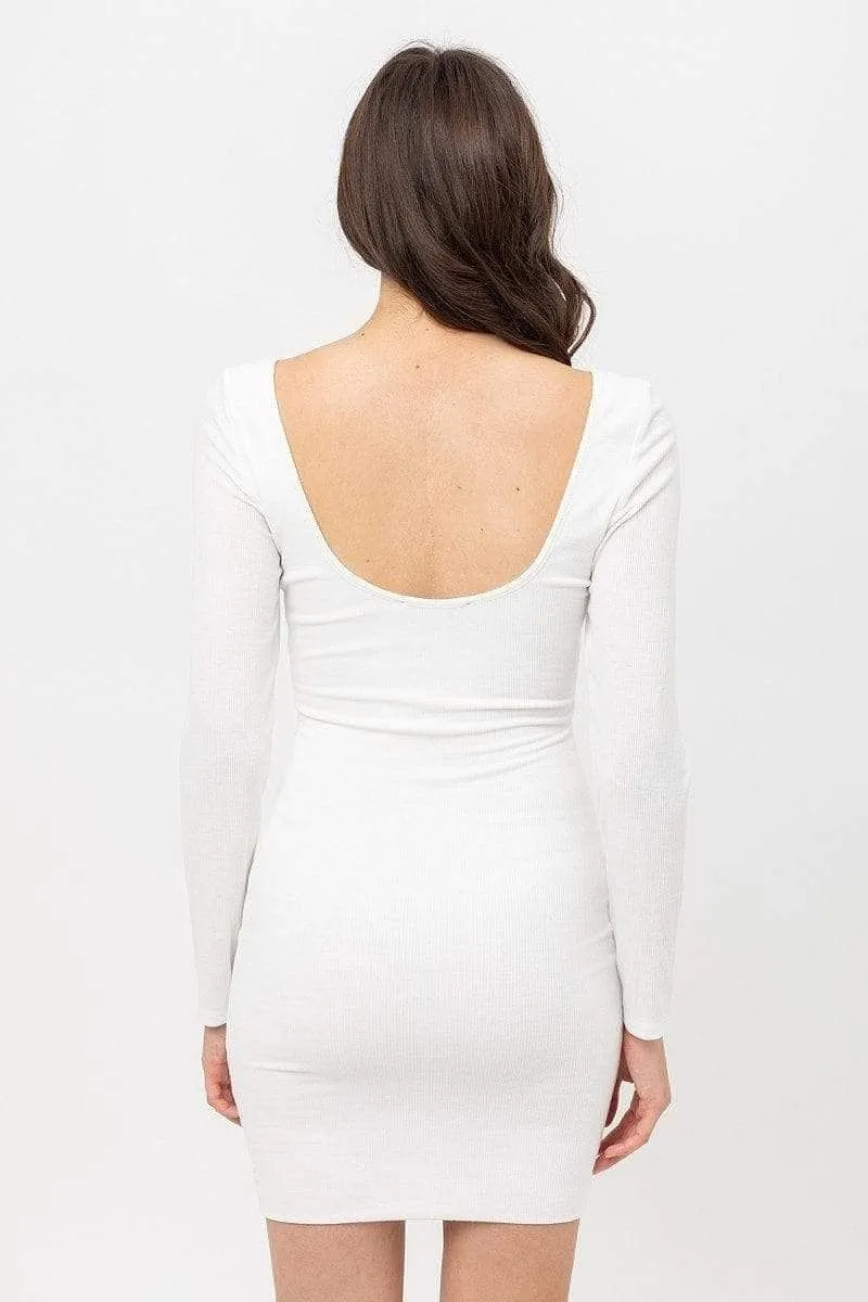 White Long Sleeve Mini Dress