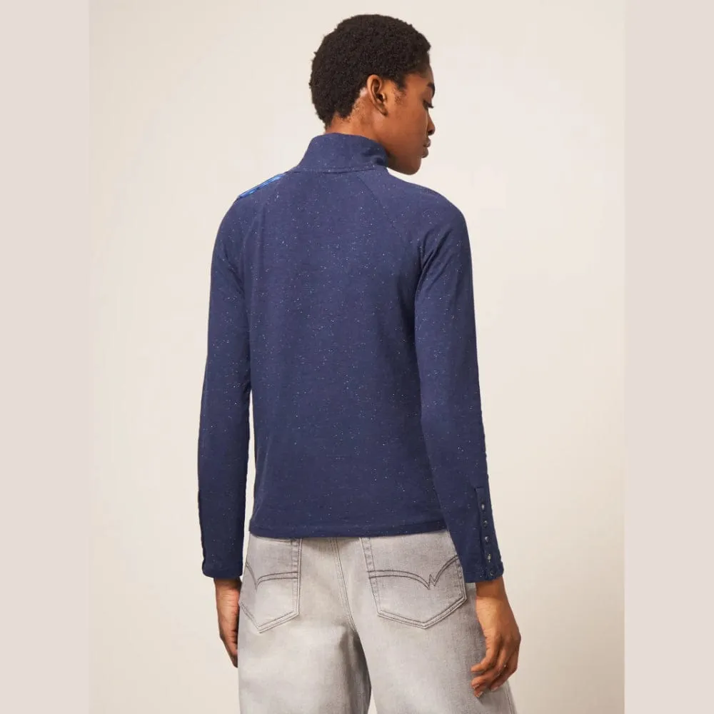White Stuff Birdie Button In Dark Navy