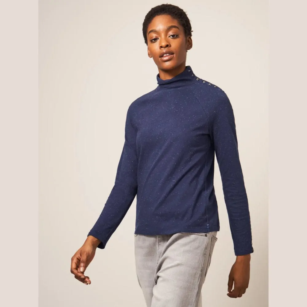 White Stuff Birdie Button In Dark Navy