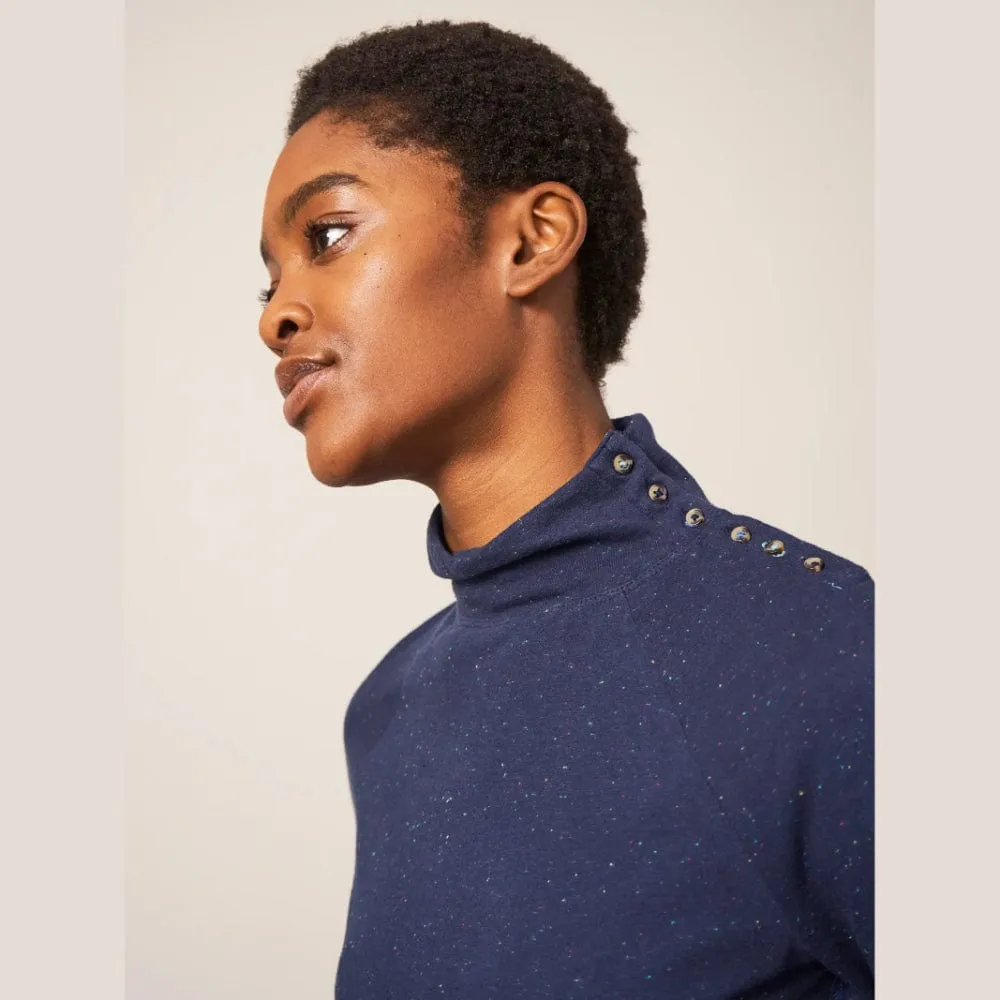White Stuff Birdie Button In Dark Navy