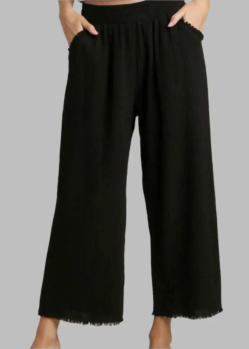 Wide Leg Pants with Raw Hem