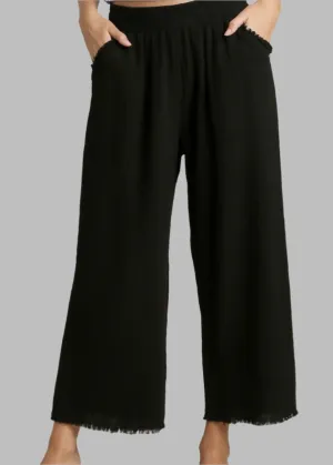 Wide Leg Pants with Raw Hem