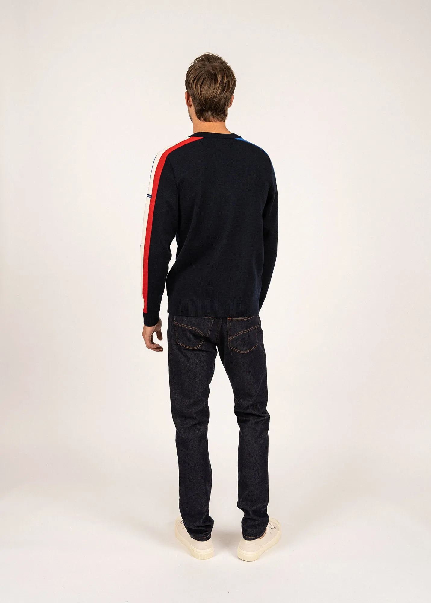 Wool raglan sleeve jumper - SAINT JAMES x Elyse (NAVY/GITANE/ECUME/TULIPE)