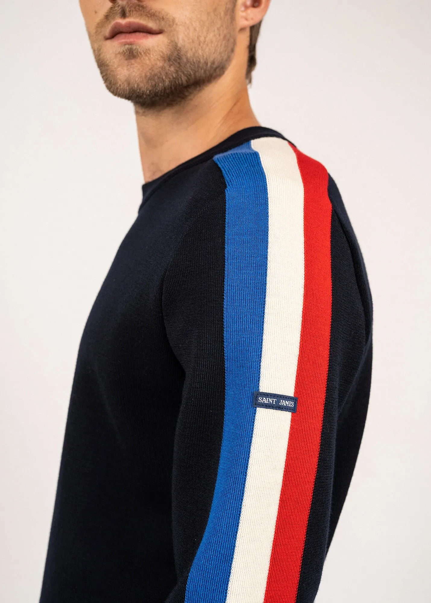 Wool raglan sleeve jumper - SAINT JAMES x Elyse (NAVY/GITANE/ECUME/TULIPE)